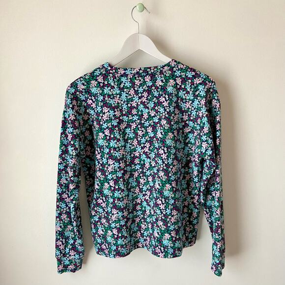 J. Crew Blue Floral Long Sleeve Tee Size Medium - Picture 2 of 5
